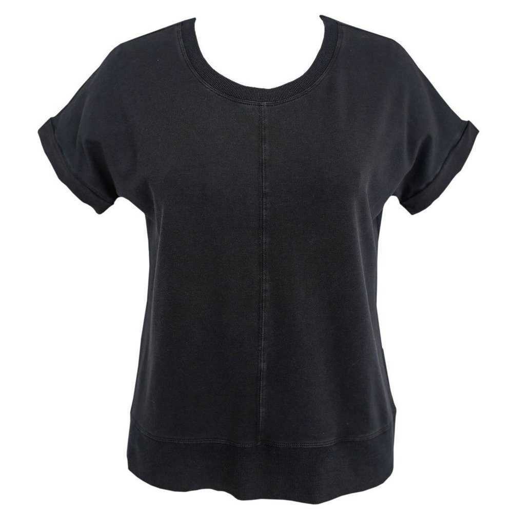 NWT Green Tea - Enzyme Wash Casual Short Sleeve Top Black - Sizes Various - Picture 1 of 3